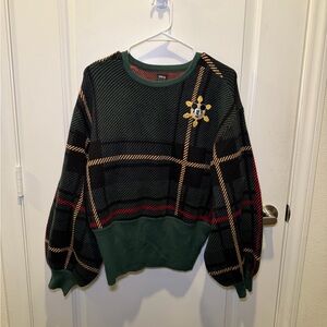 NWT Her Universe Disney Mickey Mouse Holiday Plaid Ladies Sweater